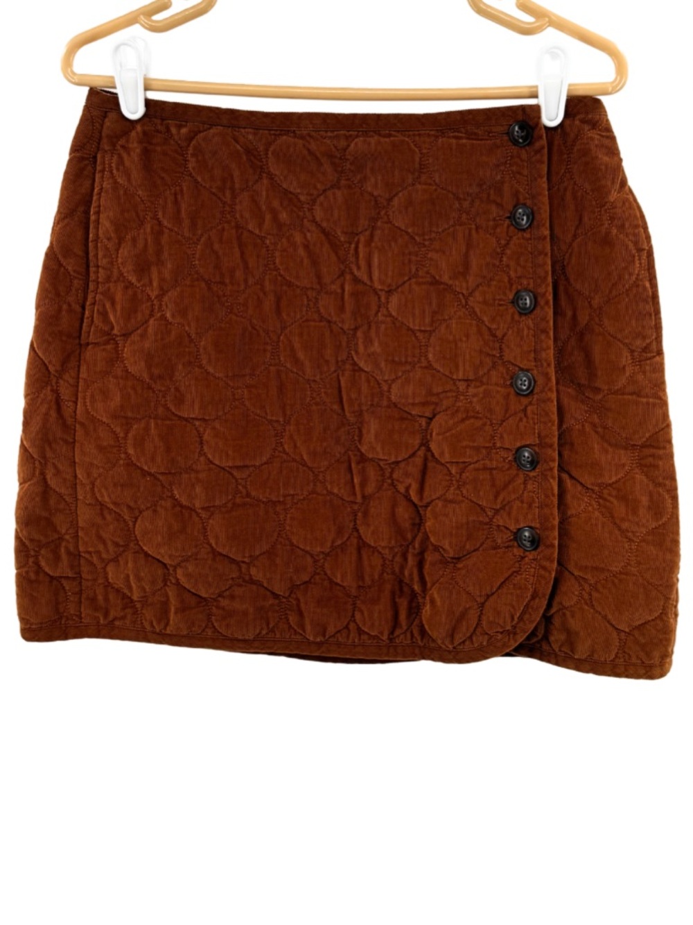 Madewell Mini Skirt quilted corduroy button Brown 12 fall casual preppy neutral
